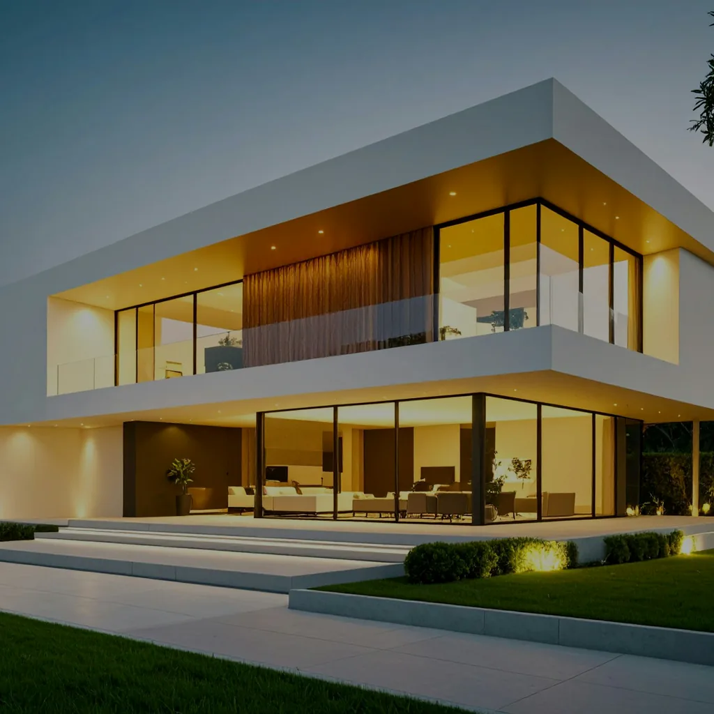 Maison contemporaine au crépuscule — Mirabel